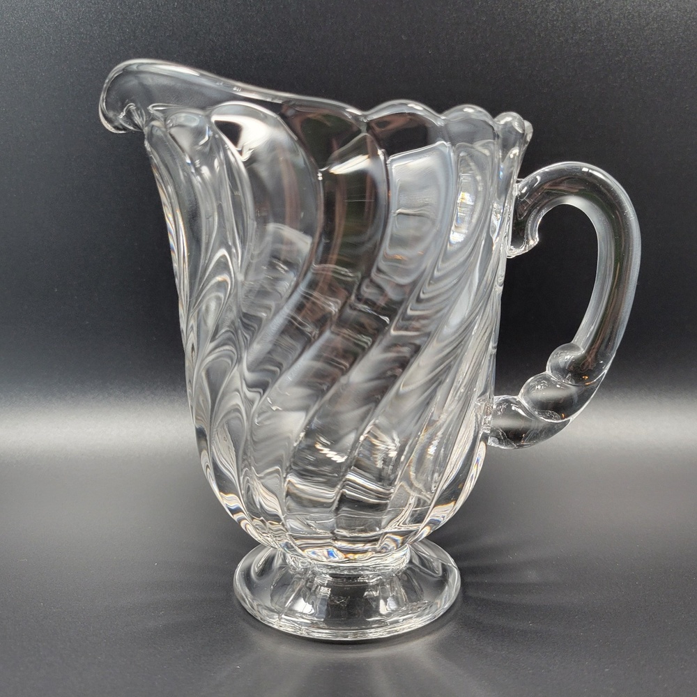 VTG Fostoria Colony 2412 Swirl Footed Cereal Pitcher 5 7/8" Pint 16oz‎